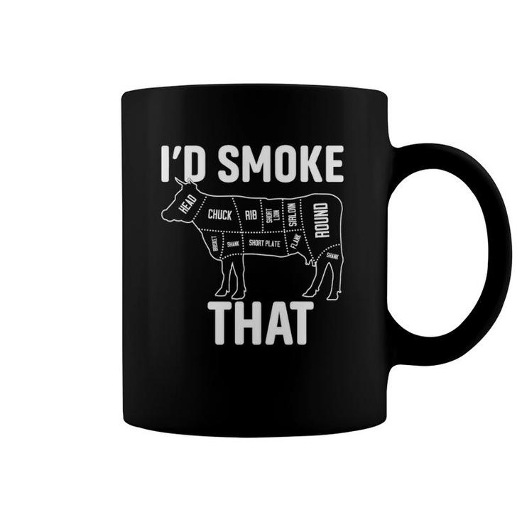 Funny Retro Bbq Party Smoker Chef Dad - I'd Smoke That Coffee Mug