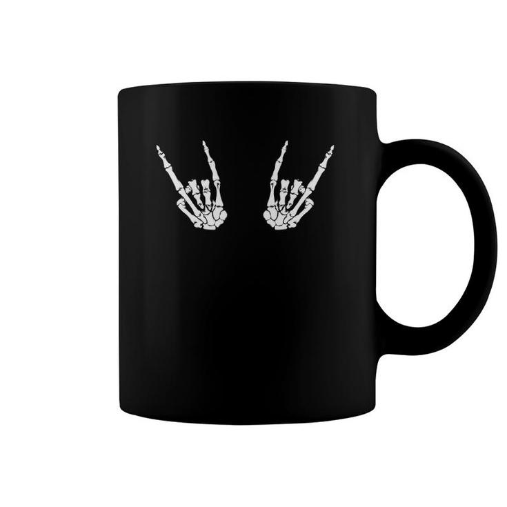 Funny Rock On Skeleton Hands Gift Men Women Cool Sign Horns  Coffee Mug