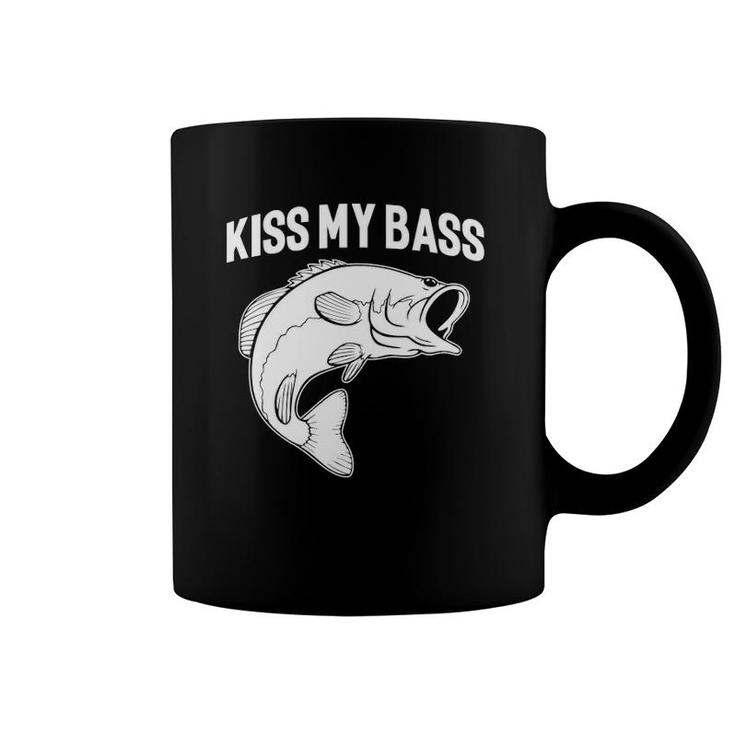 Funny Sayings Fishing S Kiss My Bass Coffee Mug