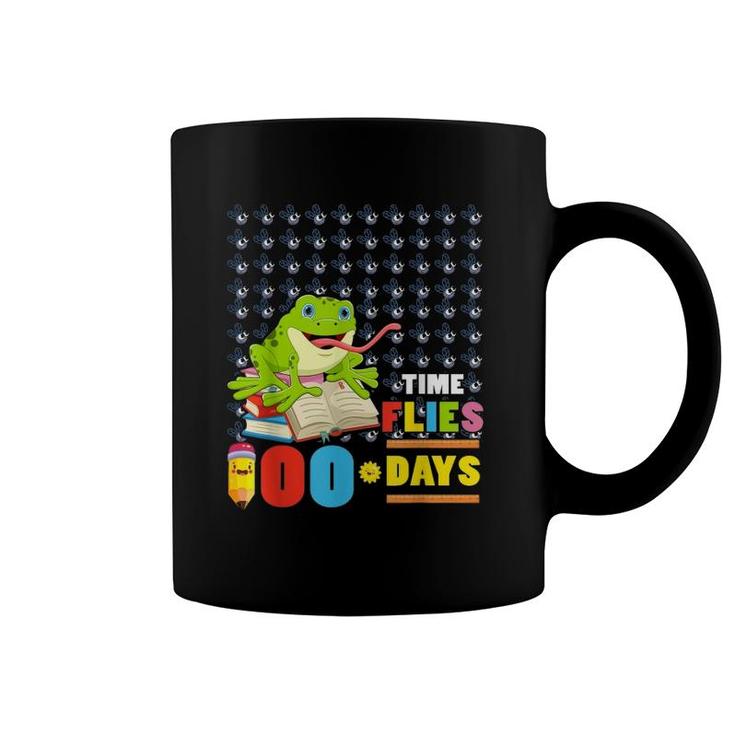 Funny Time Flies 100 Days Frog Lovers 100Th Day Of School Coffee Mug
