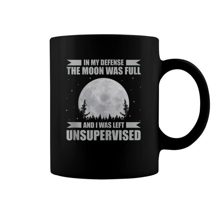 Funny Wicca In My Defense Full Moon Witch Pagan Halloween  Coffee Mug