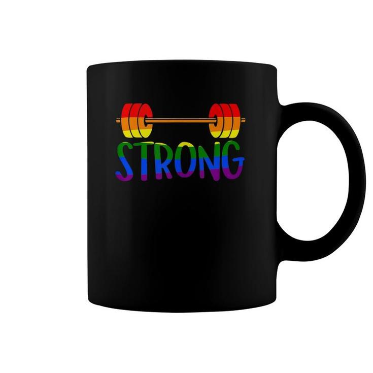 Gay Pride Strong Gym Rainbow Barbell  Coffee Mug