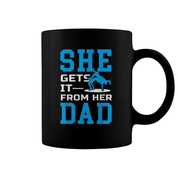 Girls Wrestling Dad Father Wrestler Sports Gift Coffee Mug