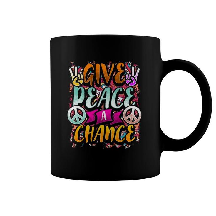 Give Peace A Chance Flower Power Hippie Retro 60S 70S Coffee Mug