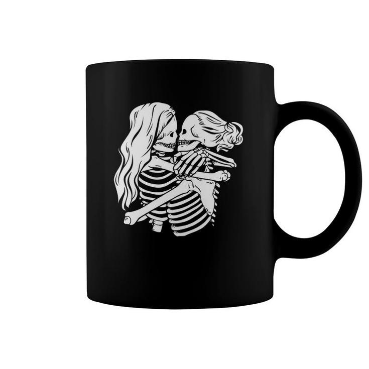 Gothic Alt Clothing Female Kissing Skulls Mall Goth Clothing Coffee Mug