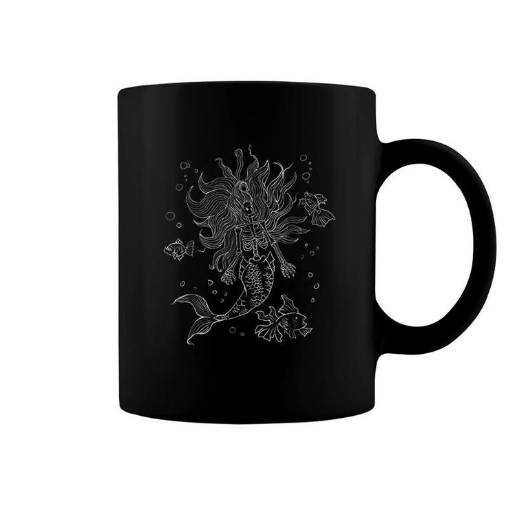 Gothic Mermaid Skeleton Witchy Graphic Coffee Mug