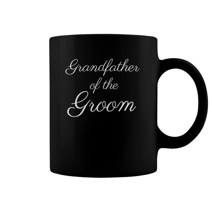 Grandfather Of The Groom White Script Font Wedding Coffee Mug