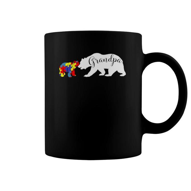 Grandpa Bear Autism Awareness Papa Dad Men Gift Coffee Mug