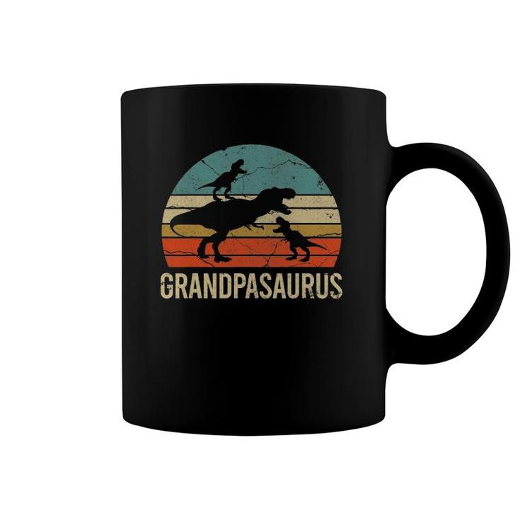 Grandpa Dinosaur Gift Funny Grandpasaurus 2 Two Grandkids Coffee Mug