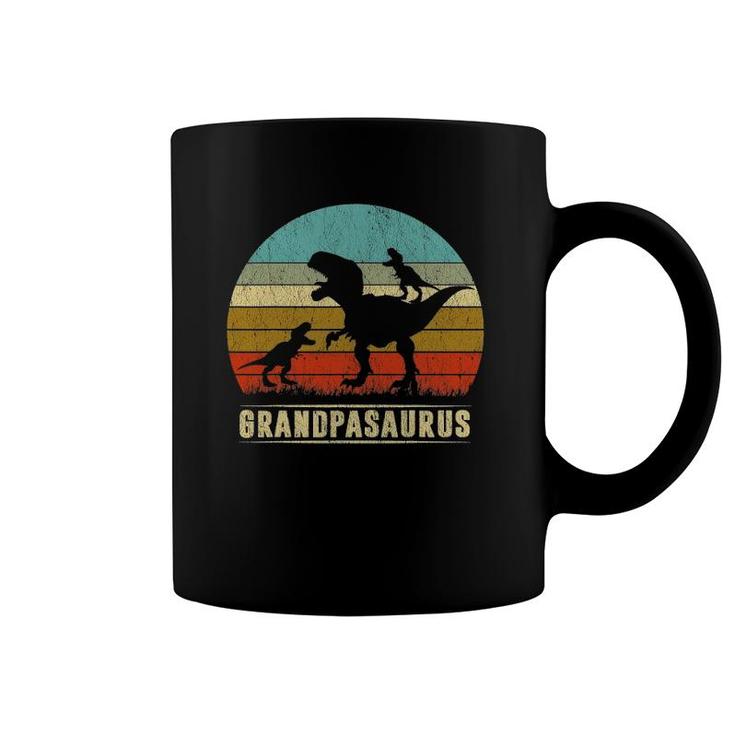 Grandpa Dinosaur Grandpasaurus 2 Two Kids Father's Day Coffee Mug