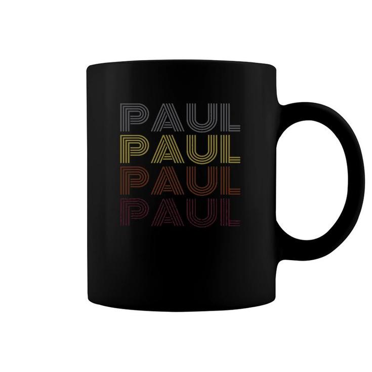 Graphic Tee First Name Paul Retro Pattern Vintage Style Coffee Mug