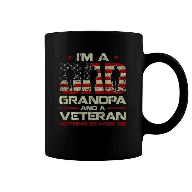Gun American Flag I'm A Dad Grandpa And A Veteran On Back Coffee Mug