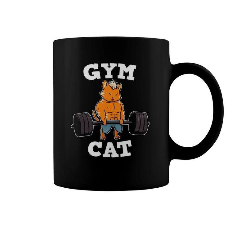 Gym Cat Fitness Deadlift Weights Exercise Kitten Gift Idea Coffee Mug