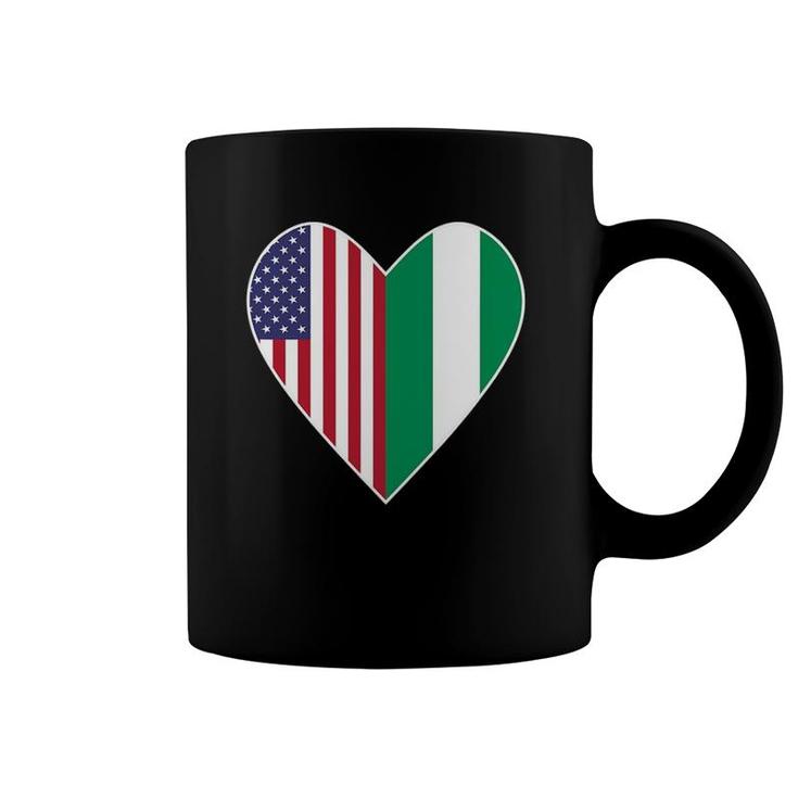 Half Nigeria Flag Half American Flag Love Heart Coffee Mug