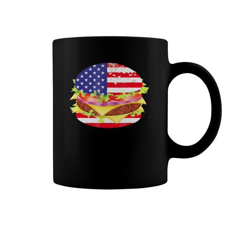 Hamburger Usa Flag - 4Th Of July Bbq Coffee Mug