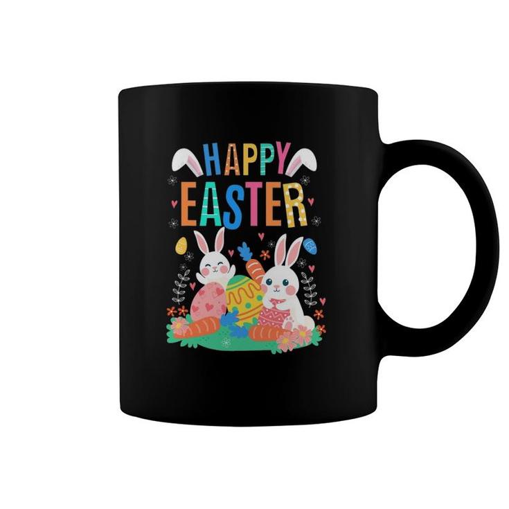 Happy Easter Day Cute Bunny With Eggs Easter Womens Girls Coffee Mug