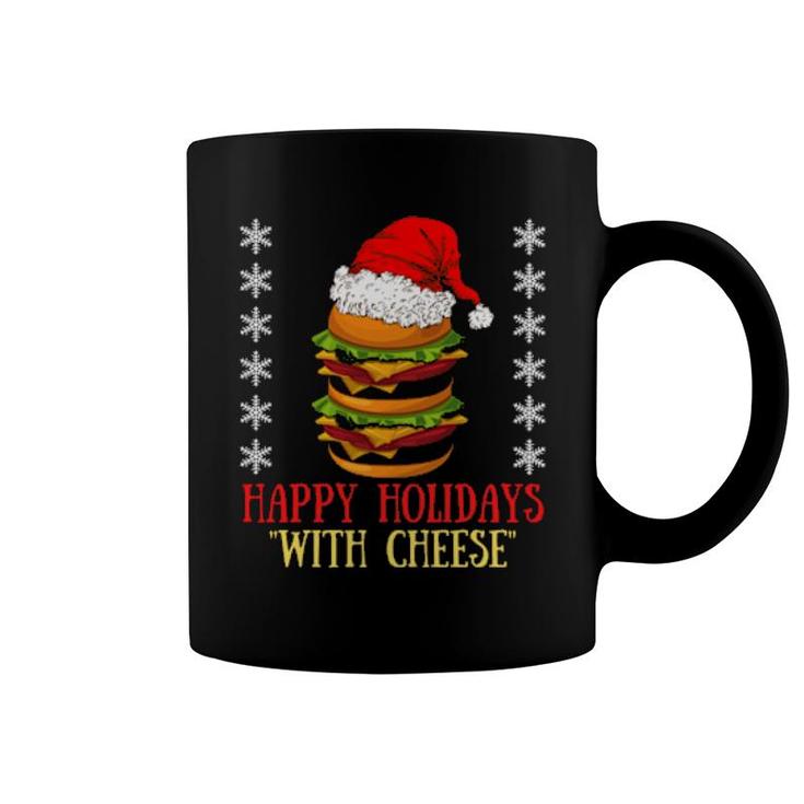 Happy Holidays With Cheese Xmas Cheeseburger Hamburger Coffee Mug