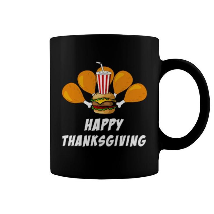 Happy Thanksgiving Turkey Chicken Leg Hamburger Soda  Coffee Mug