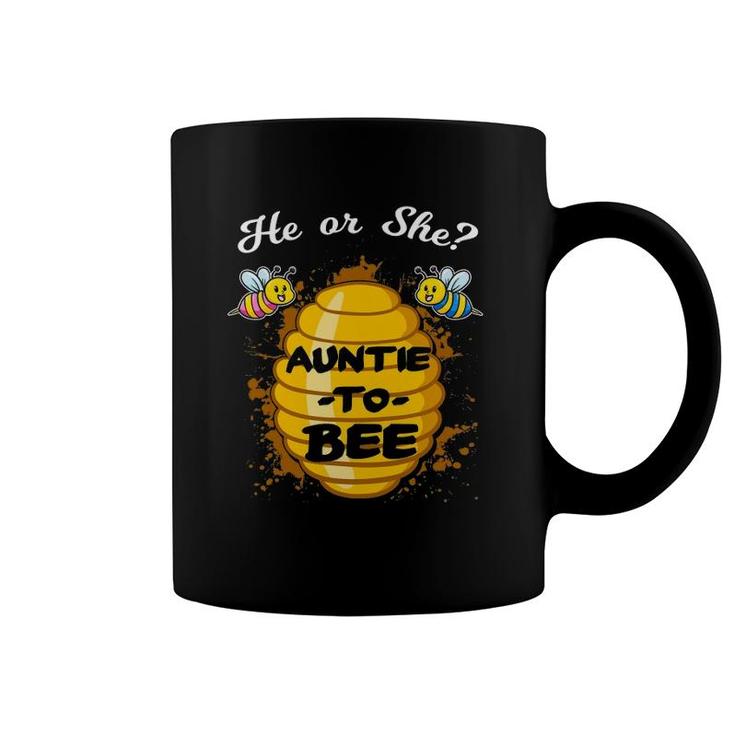 He Or She Auntie To Bee Gender Baby Reveal Announcement Coffee Mug