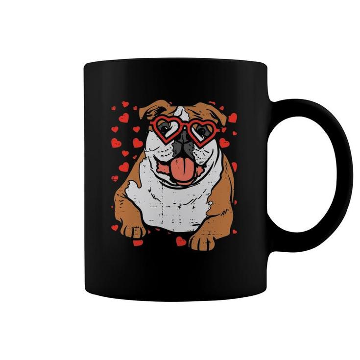 Heart Glasses English Bulldog Cute Valentines Day Dog Gift Coffee Mug