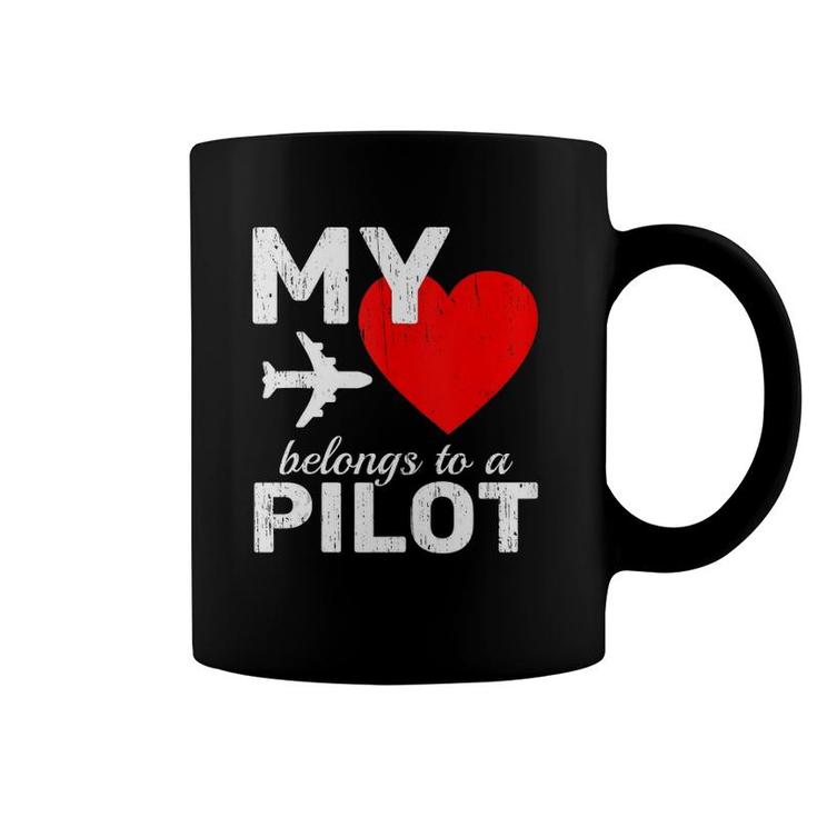 Heart Pilot Airplane Aircraft Sky Fly Couple Tee Copilot  Coffee Mug
