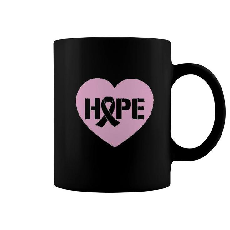 Hope Awareness Heart Shaped Ribbon Coffee Mug