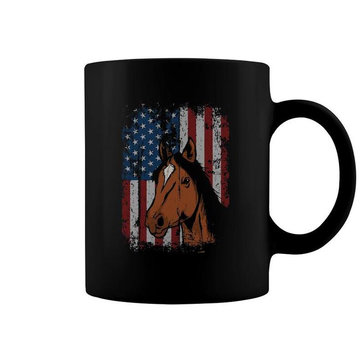 Horse American Flag Patriotic Horseback Riding Farm Gift Coffee Mug