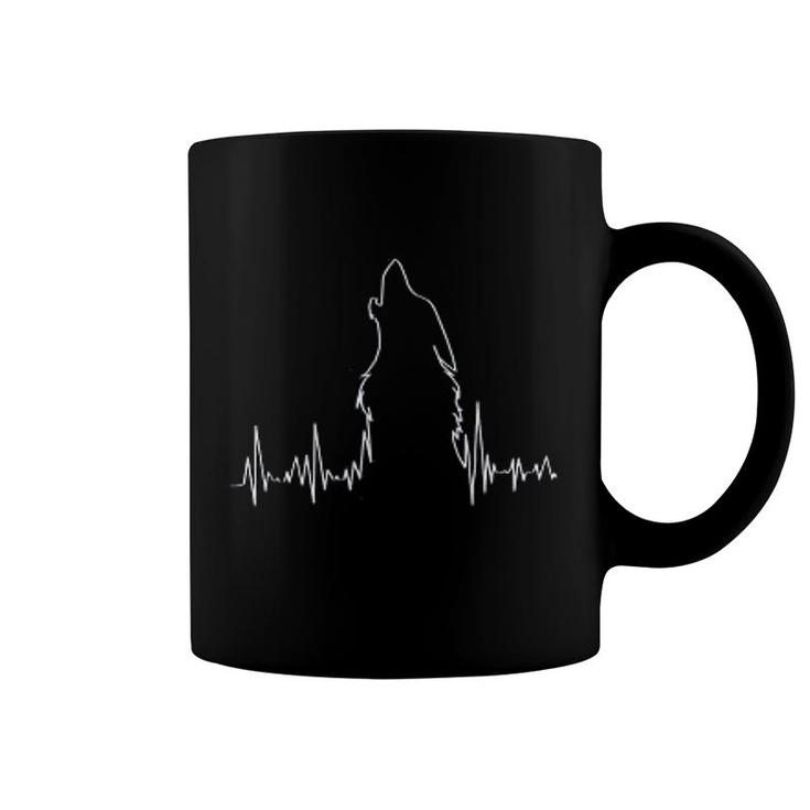 Howling Wolf Heartbeat  Spirit Animal Wolf Coffee Mug