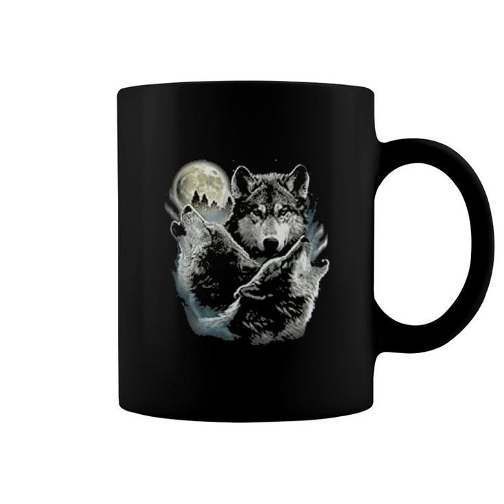 Howling Wolf Pack Wild Wilderness Animals Nature Moon Coffee Mug