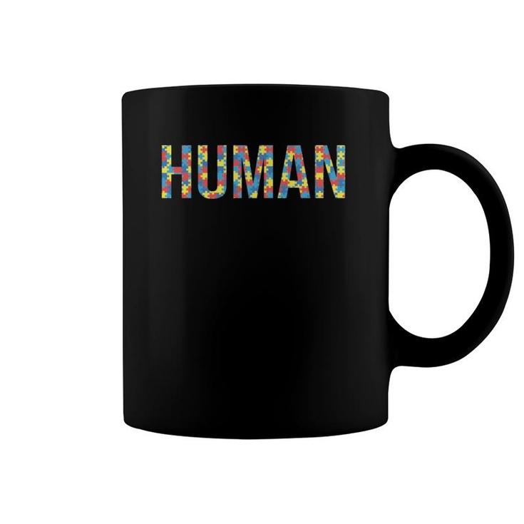Human Autism Puzzle Piece Fathering Autism Awareness  Coffee Mug