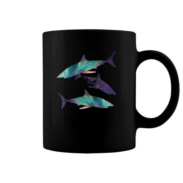 Hungry Colorful Space Sharks For Men, Women Or Kids Coffee Mug