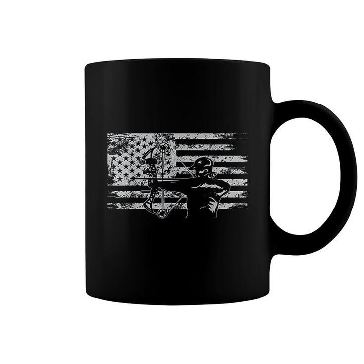 Hunting Archer American Flag Bowhunting Hunter Men Coffee Mug