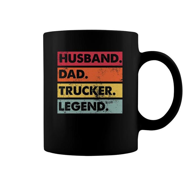 Husband Dad Trucker Legend Funny Truck Driver Trucking Gift Coffee Mug