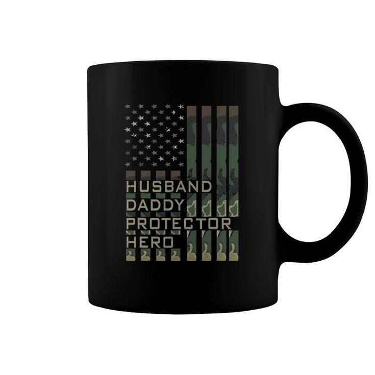 Husband Daddy Protector Hero Father's Day American Flag Coffee Mug