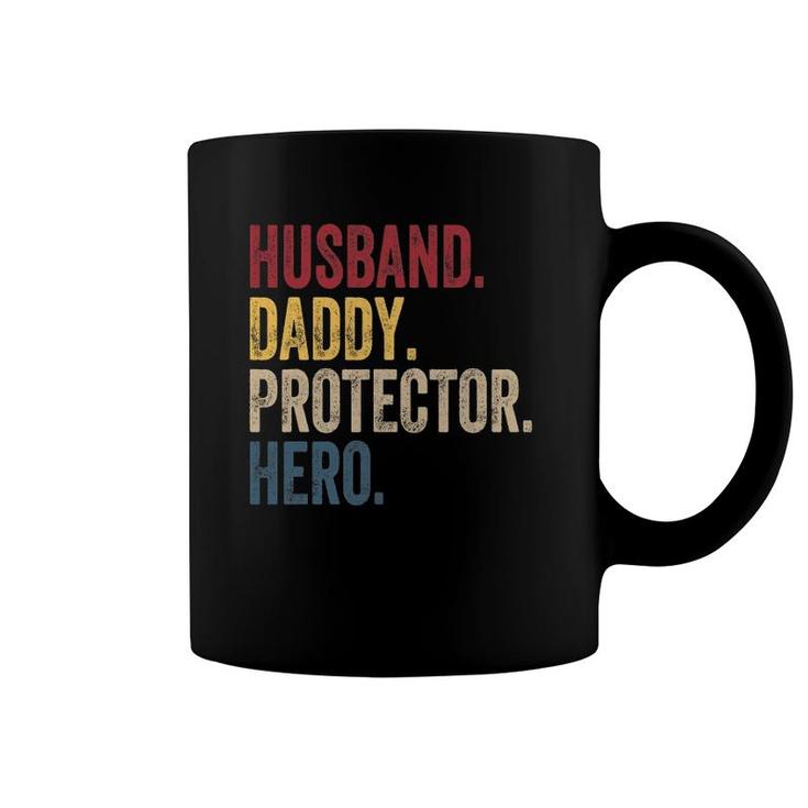 Husband Daddy Protector Hero Fathers Day Vintage Coffee Mug