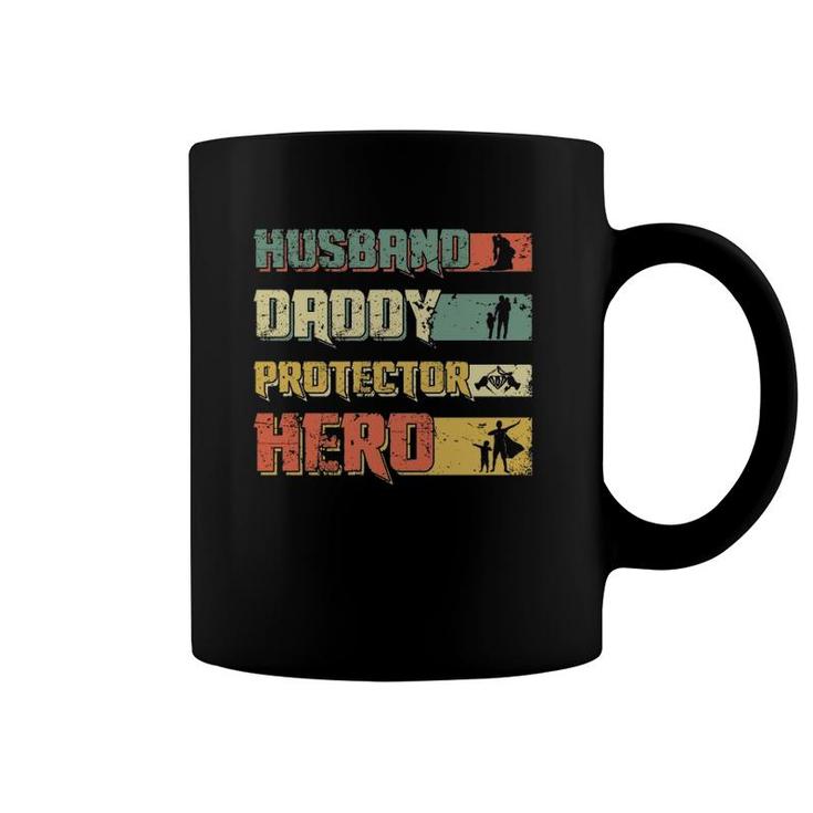 Husband Daddy Protector Hero Retro Vintage Father's Day Coffee Mug