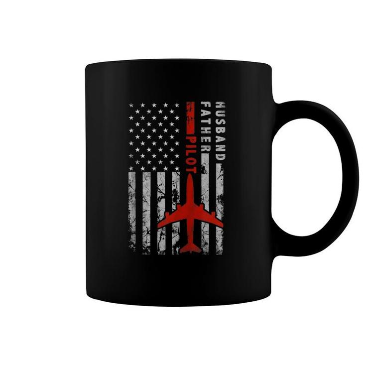 Husband Father Pilot American Flag Fathers Day Papa Gift Zip Coffee Mug