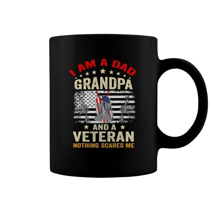 I Am A Dad Grandpa And A Veteran Funny Veterans Day Usa Flag Coffee Mug