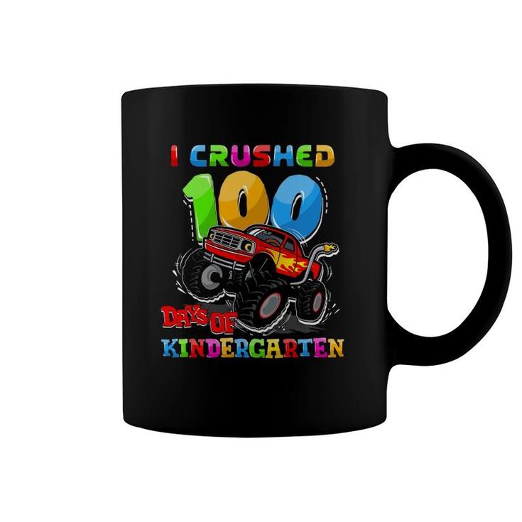 I Crushed 100 Days Of Kindergarten Monster Truck Teacher Boy Coffee Mug