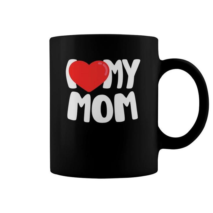I Love My Mom With Large Red Heart Coffee Mug