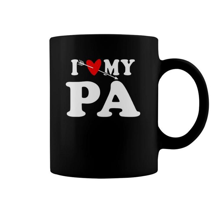 I Love My Pa With Heart Father's Day Wear For Kid Boy Girl Coffee Mug