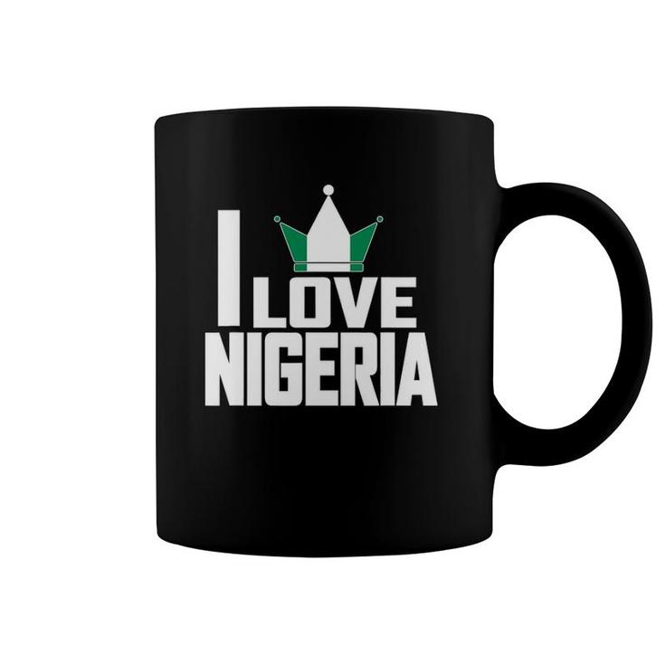 I Love Nigeria With Nigerian Flag In A Crown Coffee Mug