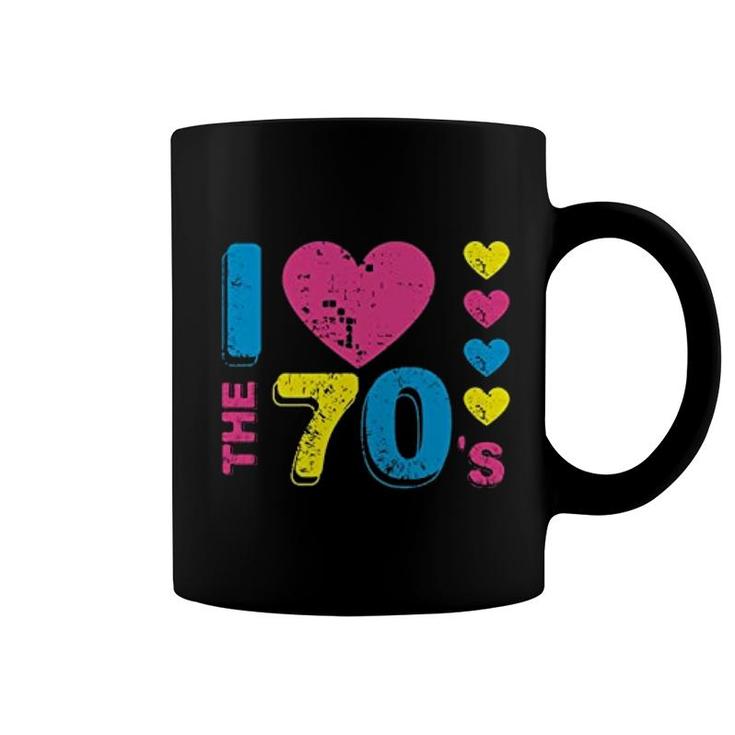 I Love The 70s Colorful Hearts Coffee Mug
