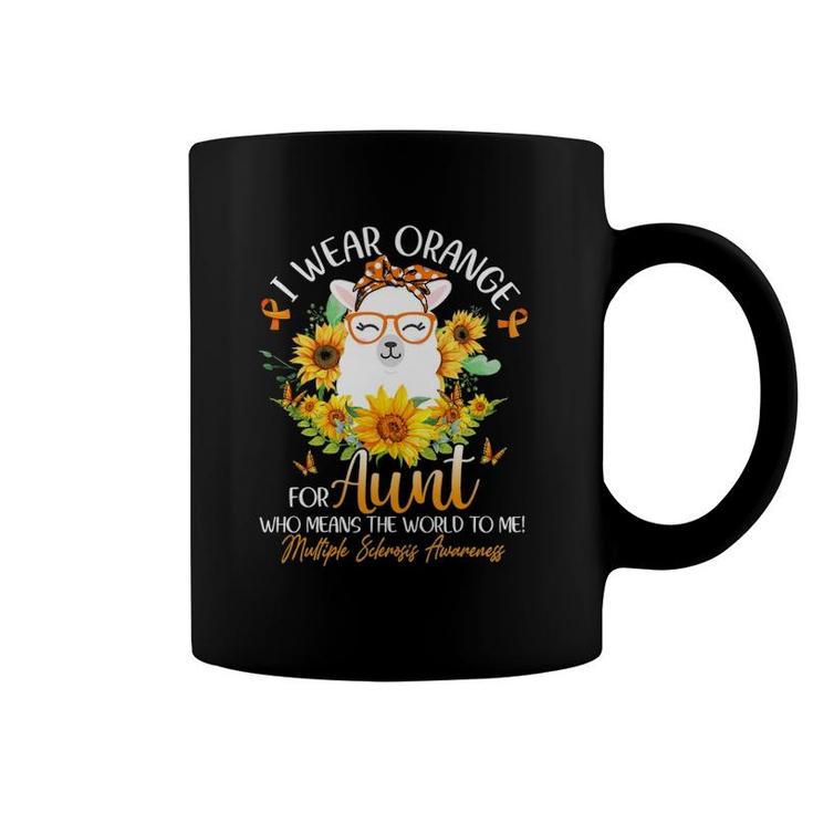 I Wear Orange For My Aunt Ms Awareness Llama Sunflower Coffee Mug