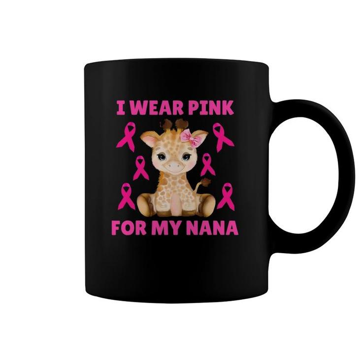 I Wear Pink For My Nana Breast Cancer Awareness Grandma Kids Coffee Mug