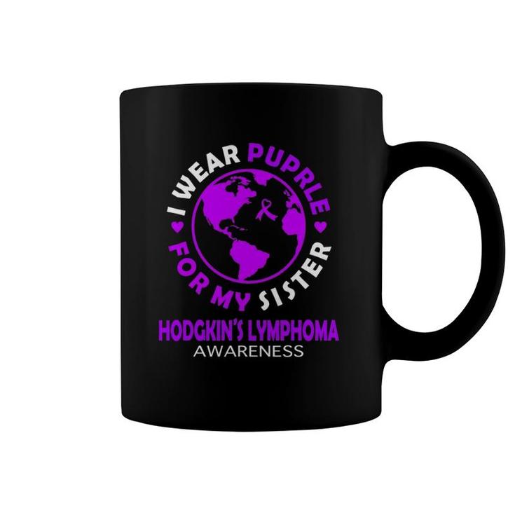 I Wear Purple For My Sister Hodgkin's Lymphoma Awareness Coffee Mug
