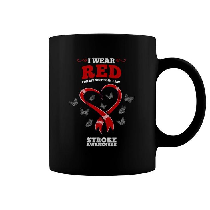 I Wear Red For My Sister In Law Stroke Awareness Coffee Mug
