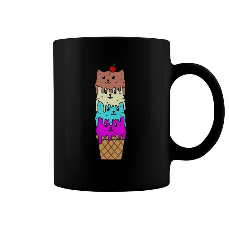 Ice Cream Cat Cone Funny Summer Boys Girls Graphic Coffee Mug
