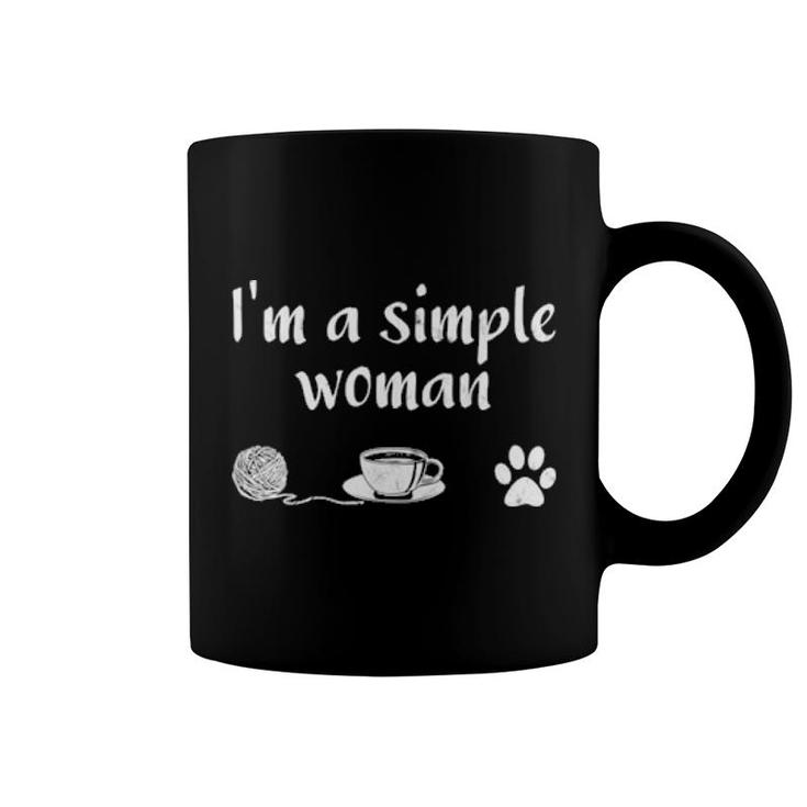 I'm A Simple Loves Knitting Coffee Dog Cat Paw  Coffee Mug