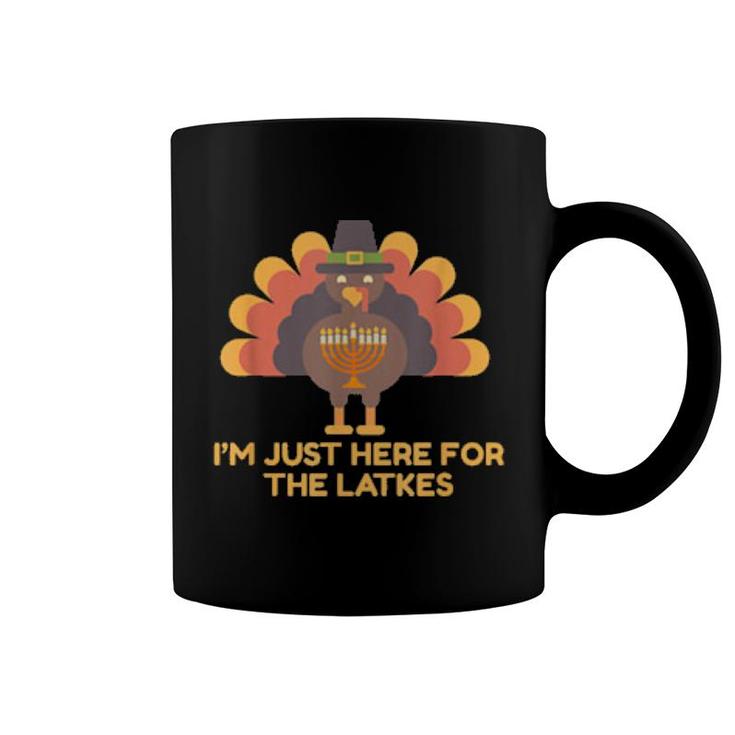 I'm Just Here For The Latkes Hanukkah Thanksgiving Turkey Coffee Mug